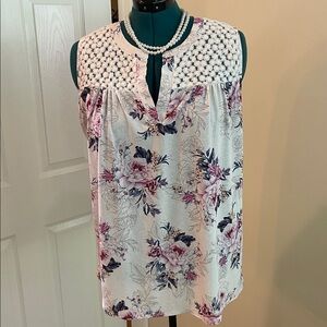 Lavish White and Pink Floral Top